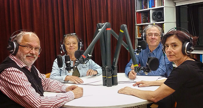 Stefan Bohman, Kathinka Lindhe, Dan Lundberg och Karin Strand. Foto: David Rune/SR